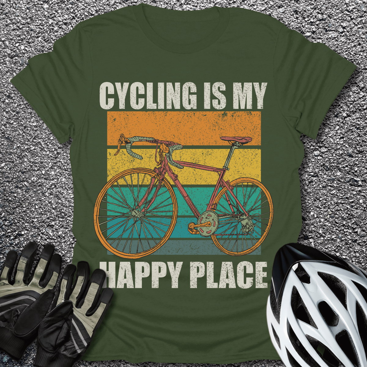 My Happy Place T-Shirt in Military Green / S from CycleTees