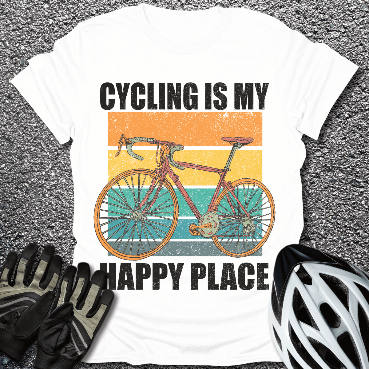 My Happy Place T-Shirt in White / S from CycleTees