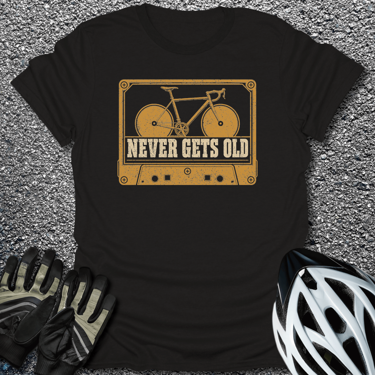 Never Gets Old T-Shirt in Black / S from CycleTees