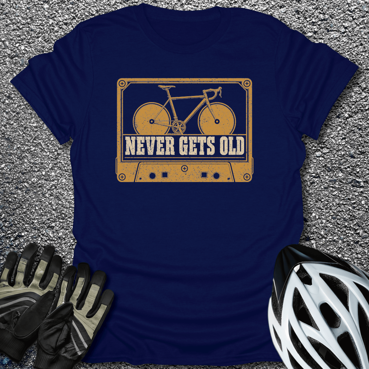 Never Gets Old T-Shirt in Navy / S from CycleTees