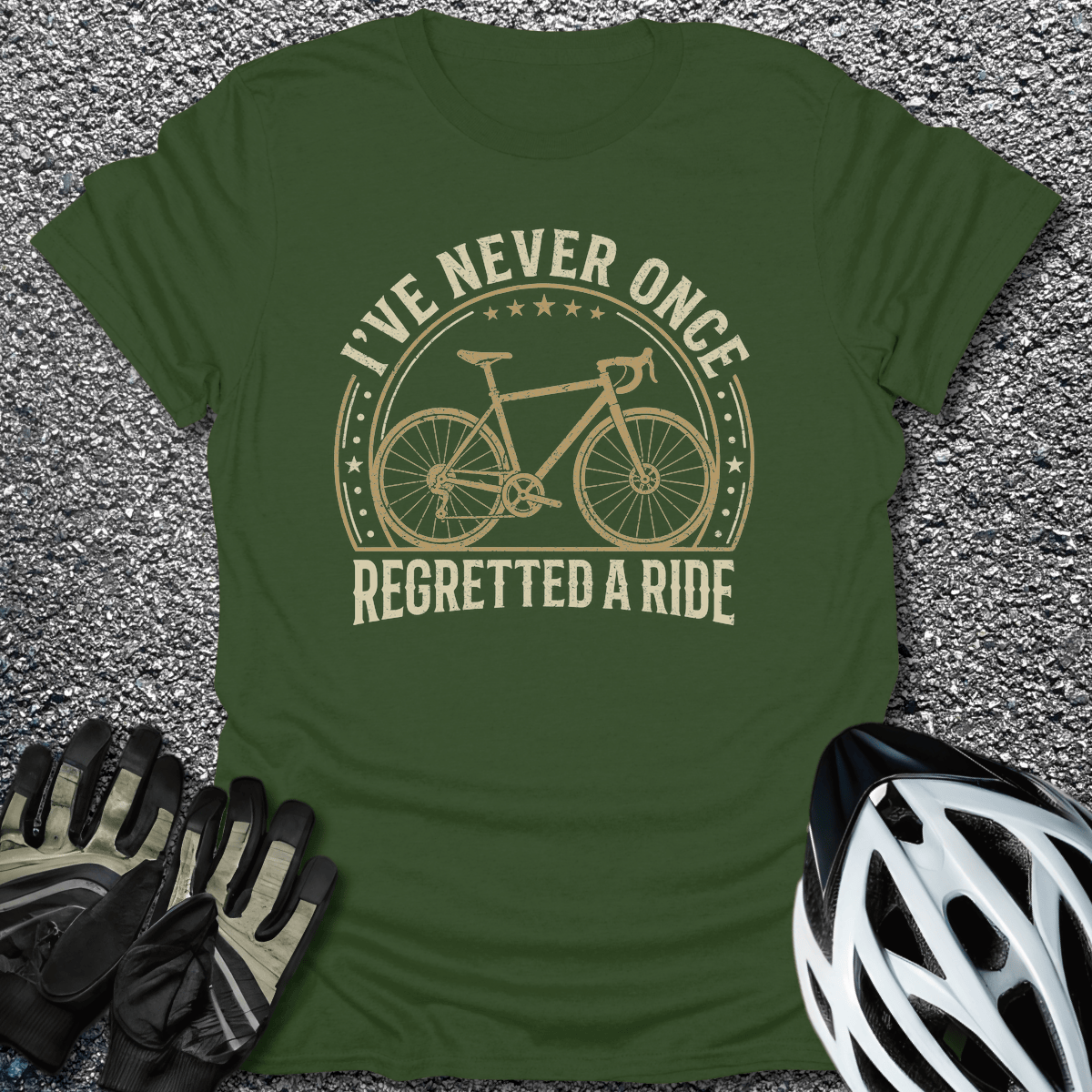 Never Regretted T-Shirt in Military Green / S from CycleTees