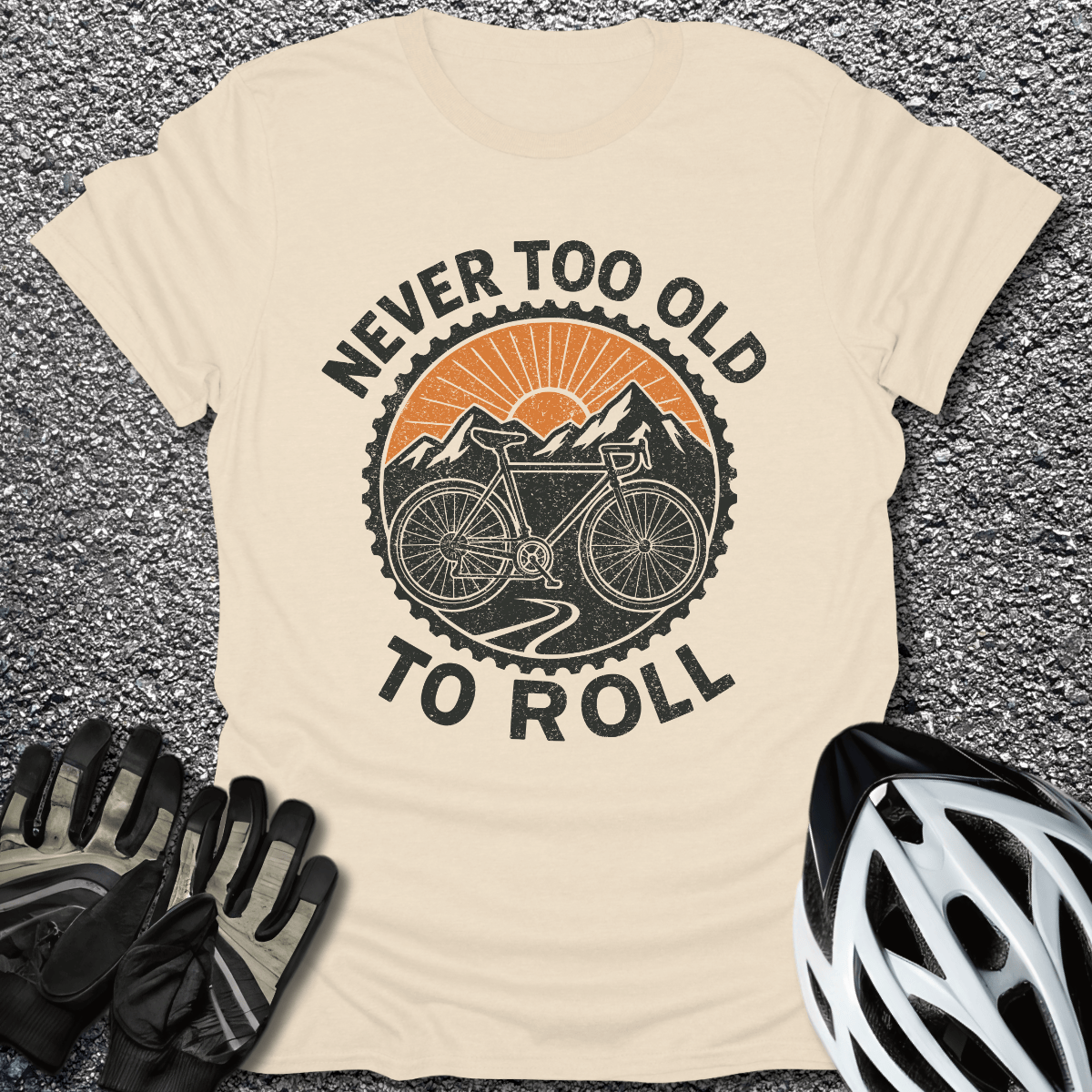 Never Too Old to Roll T-Shirt in Natural / S from CycleTees