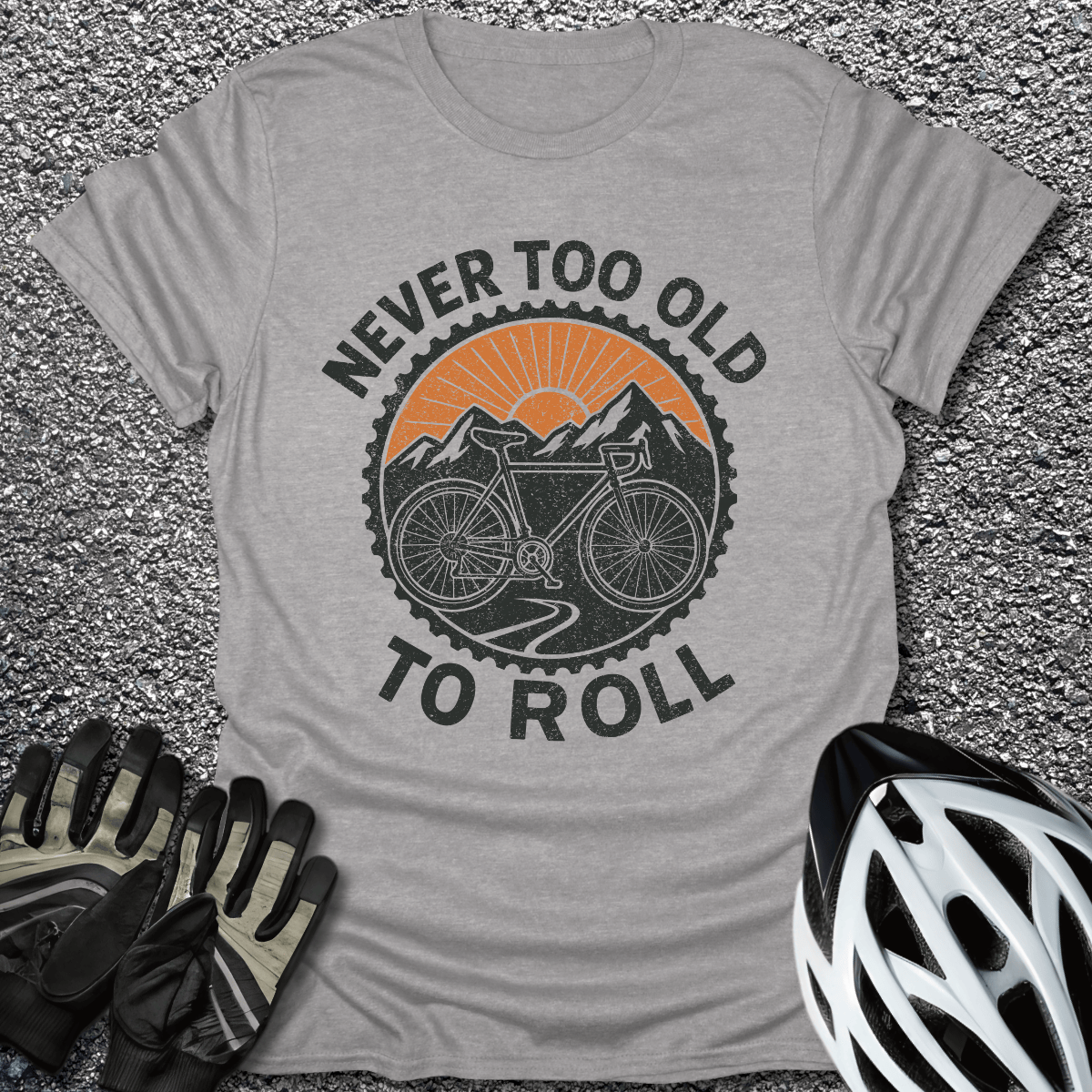 Never Too Old to Roll T-Shirt in Sport Grey / S from CycleTees