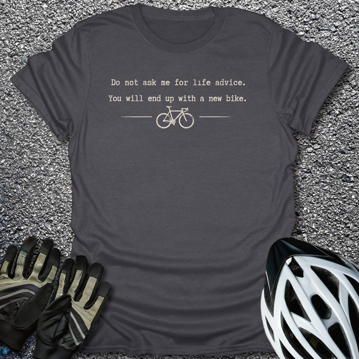 New Bike Advice T-Shirt in Dark Heather / S from CycleTees