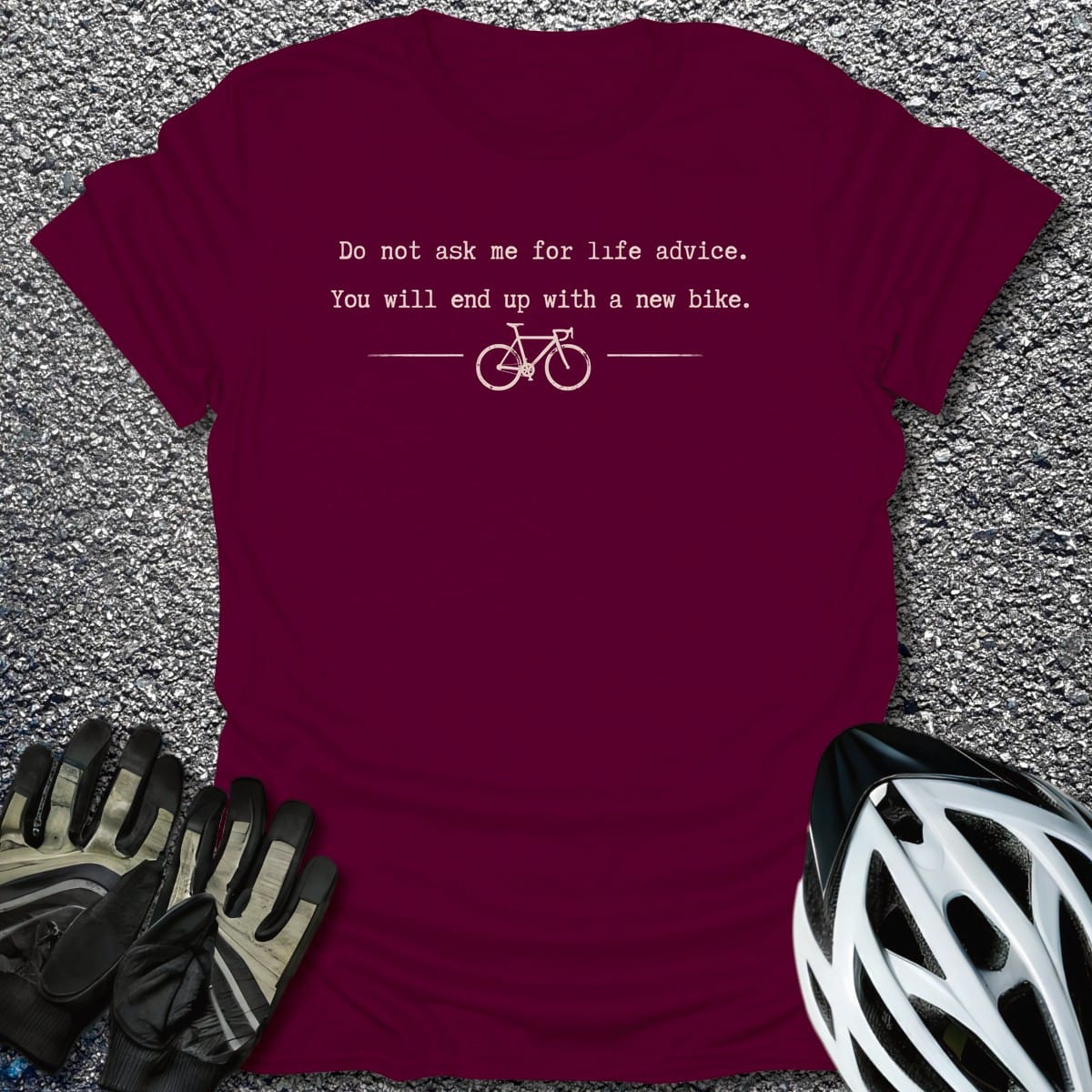 New Bike Advice T-Shirt in Maroon / S from CycleTees