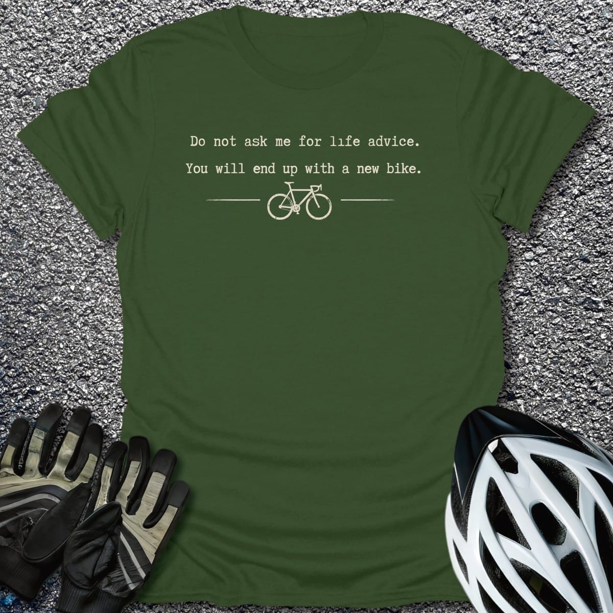 New Bike Advice T-Shirt in Military Green / S from CycleTees