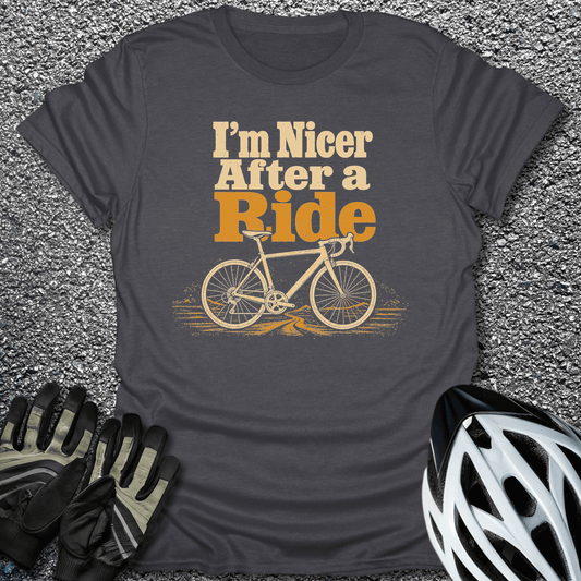 Nicer After Ride T-Shirt in Dark Heather / S from CycleTees