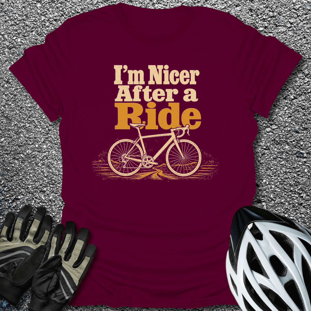 Nicer After Ride T-Shirt in Maroon / S from CycleTees