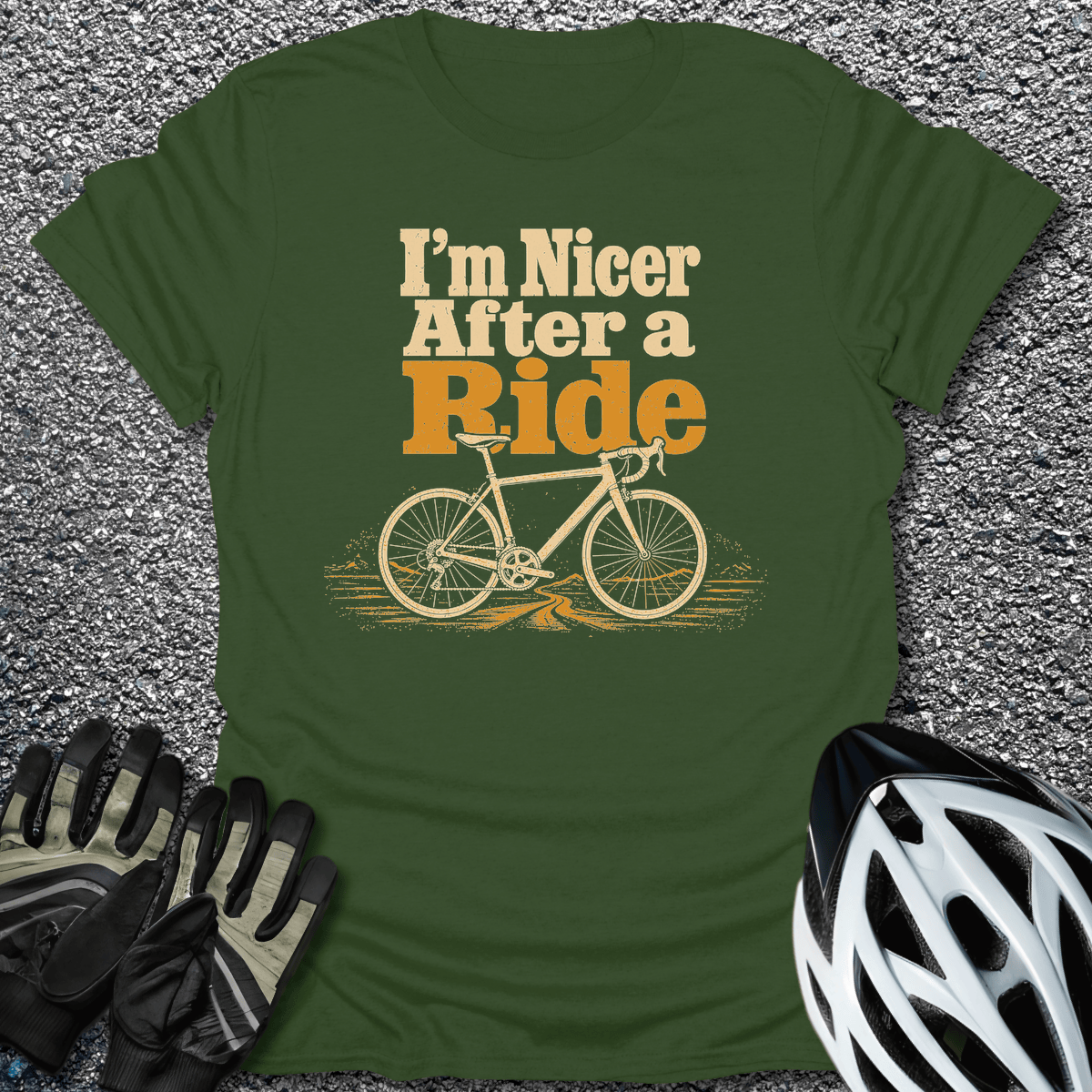 Nicer After Ride T-Shirt in Military Green / S from CycleTees