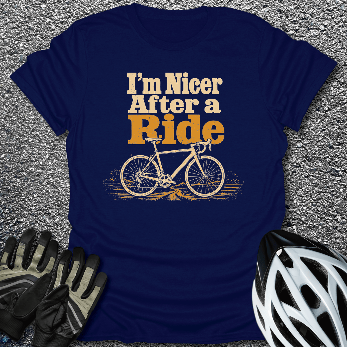 Nicer After Ride T-Shirt in Navy / S from CycleTees