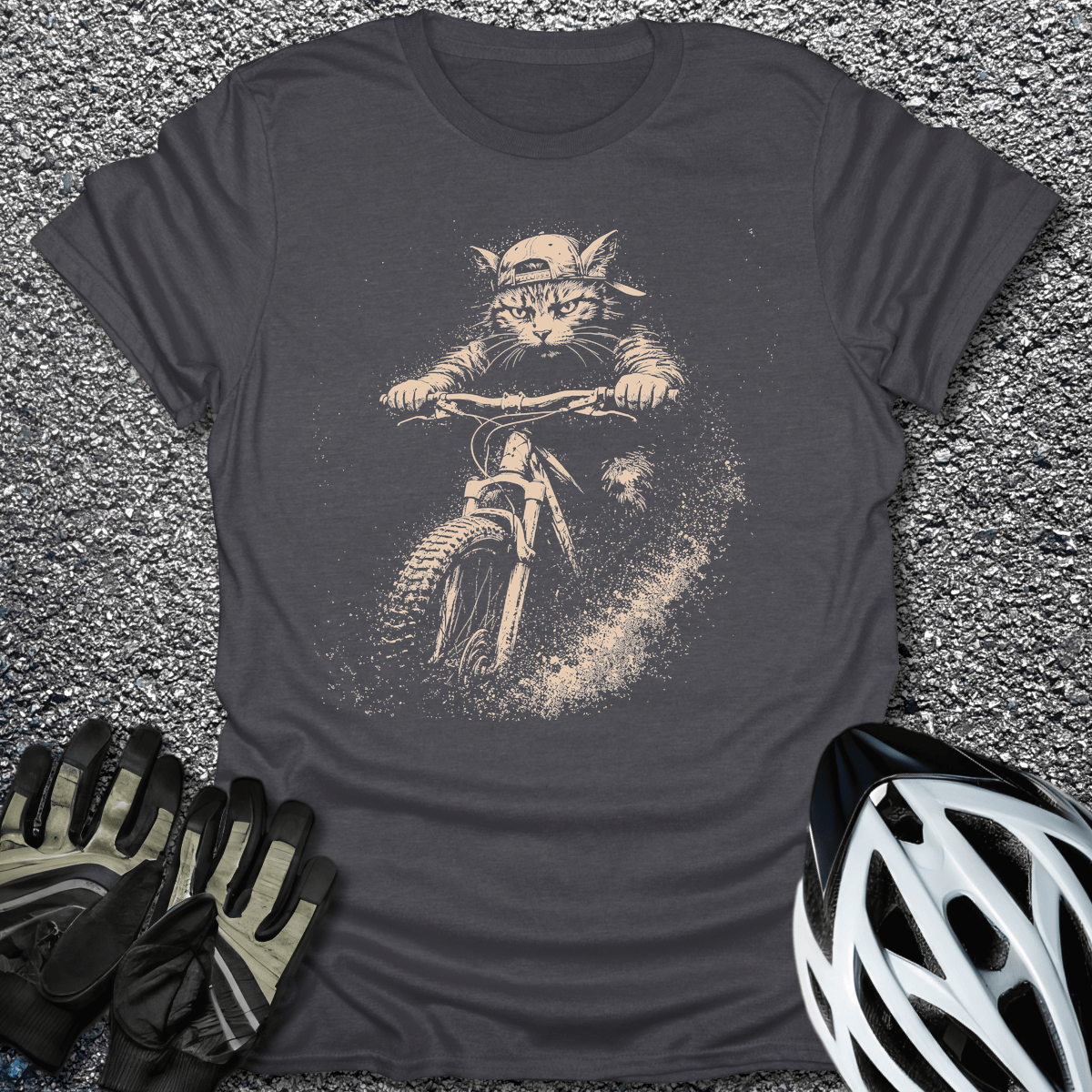 Nine Lives T-Shirt in Dark Heather / S from CycleTees