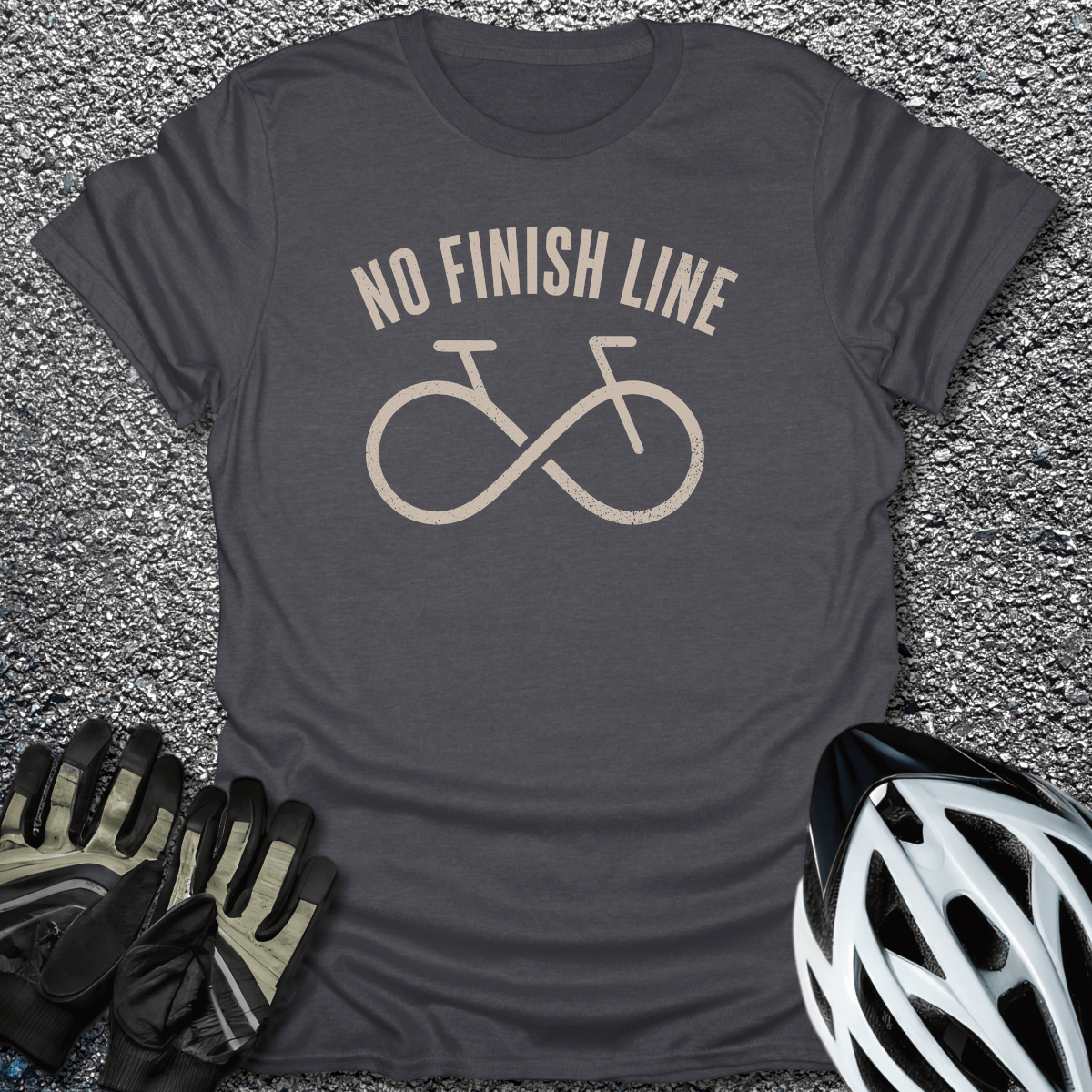 No Finish Line T-Shirt in Dark Heather / S from CycleTees