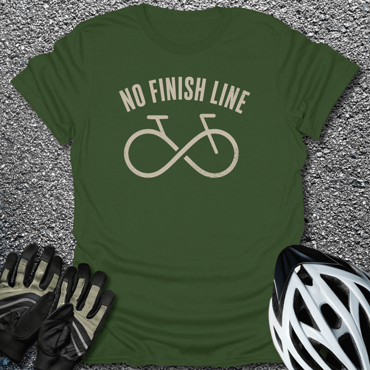 No Finish Line T-Shirt in Military Green / S from CycleTees