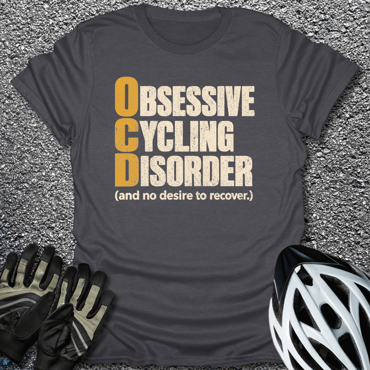 Obsessive Cycling Disorder T-Shirt in Dark Heather / S from CycleTees