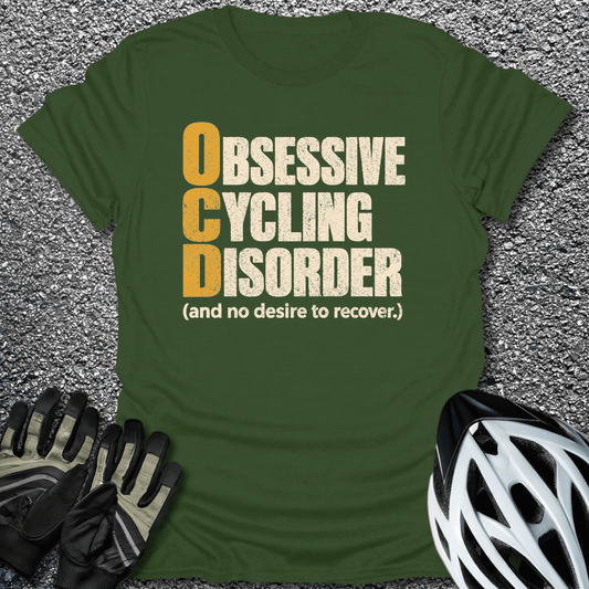 Obsessive Cycling Disorder T-Shirt in Military Green / S from CycleTees