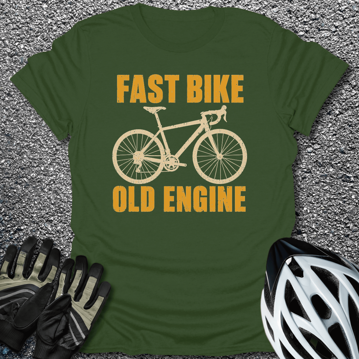 Old Engine T-Shirt in S / Military Green from CycleTees