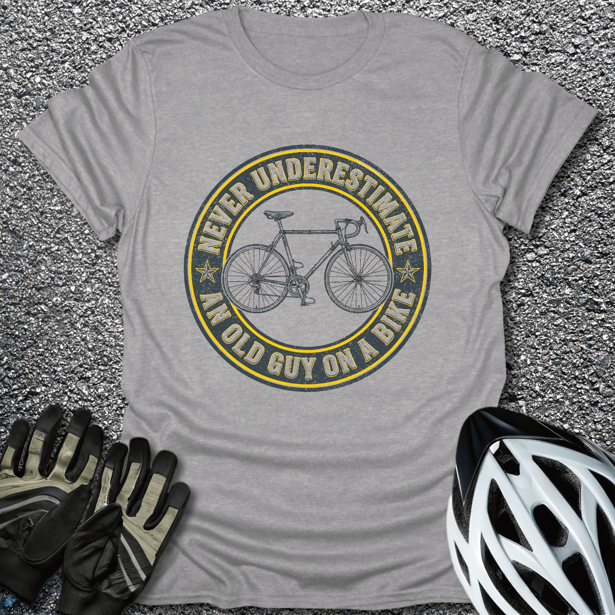 Old Guy on a Bike T-Shirt in Sport Grey / S from CycleTees