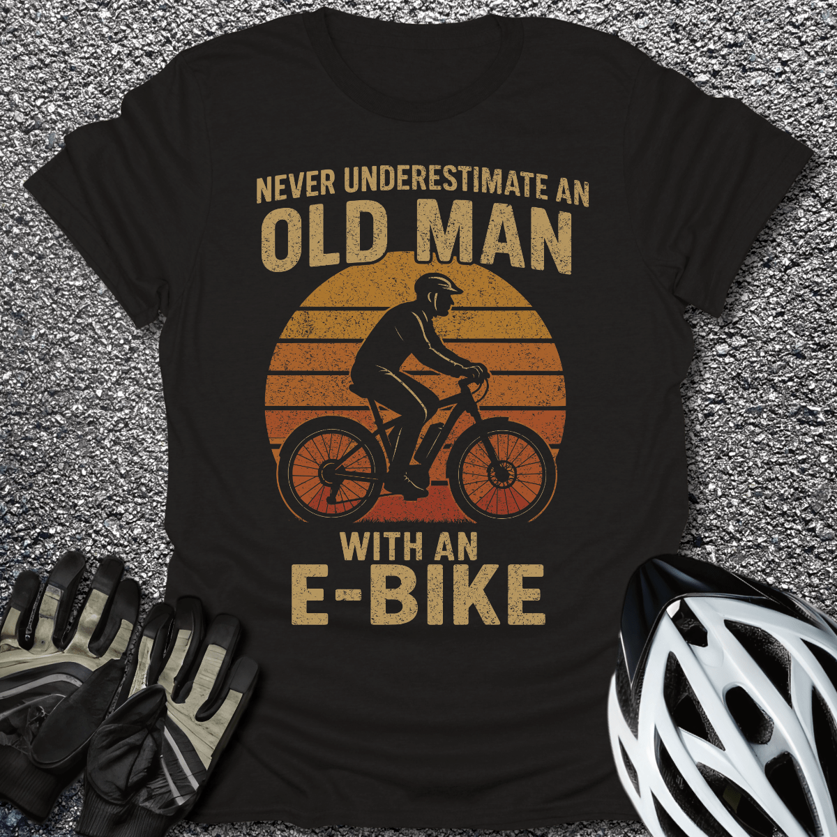 Old Man E-Bike T-Shirt in Black / S from CycleTees