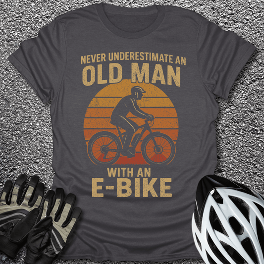 Old Man E-Bike T-Shirt in Dark Heather / S from CycleTees