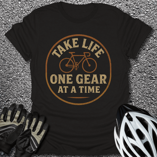 One Gear at a Time T-Shirt in Black / S from CycleTees