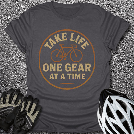 One Gear at a Time T-Shirt in Dark Heather / S from CycleTees