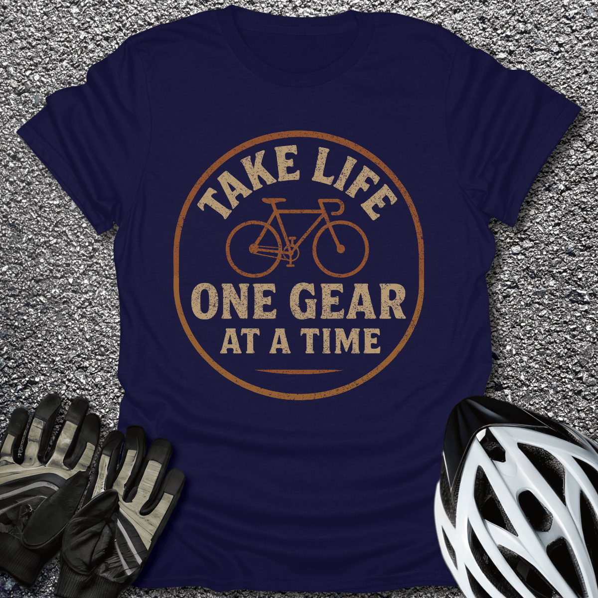 One Gear at a Time T-Shirt in Navy / S from CycleTees