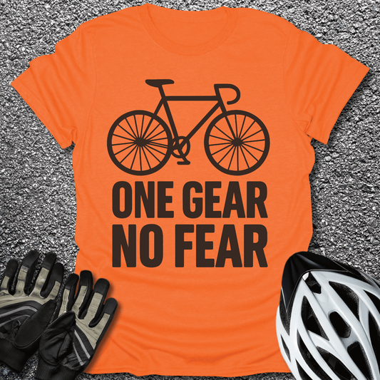 One Gear No Fear T-Shirt in Orange / S from CycleTees
