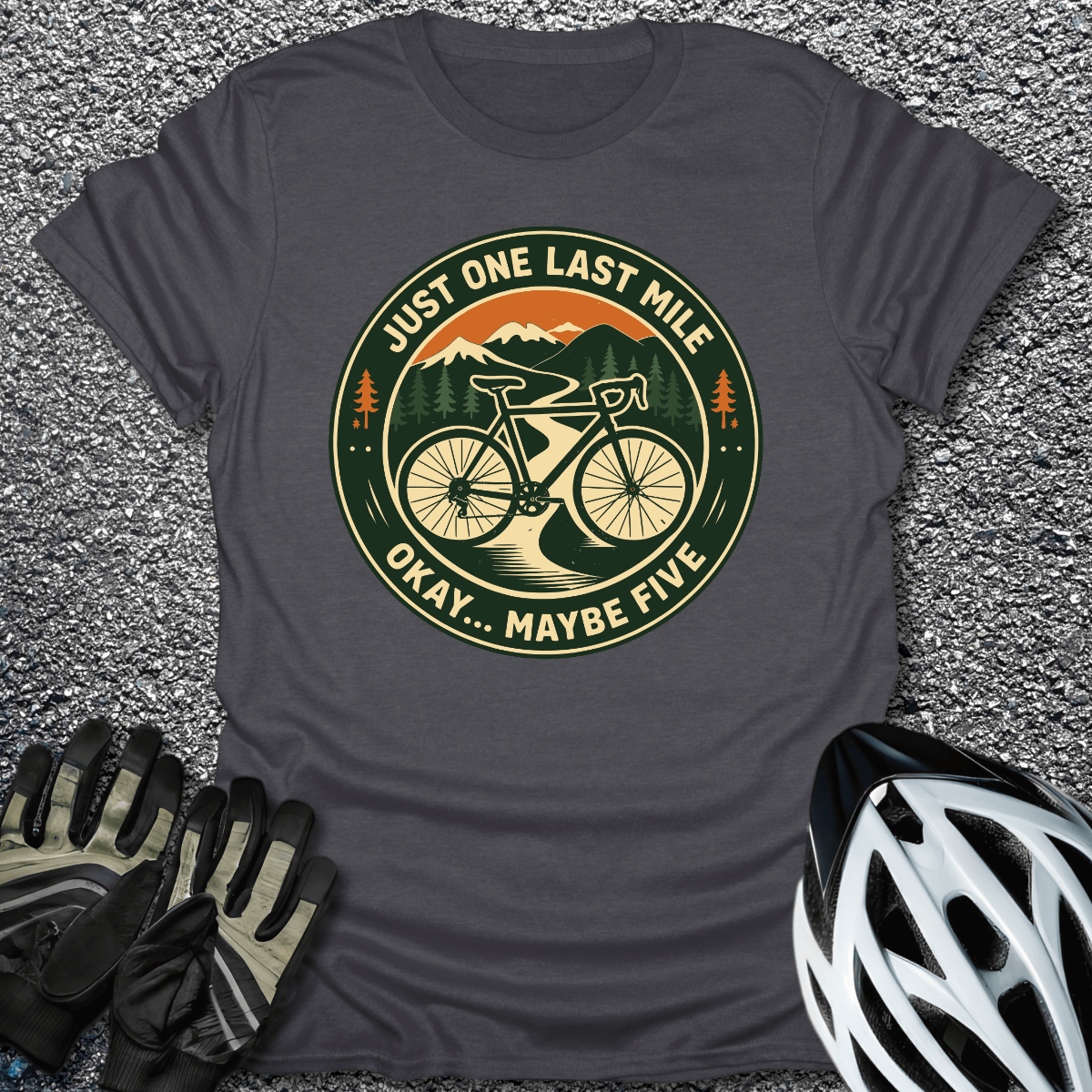 One Last Mile T-Shirt in Dark Heather / S from CycleTees