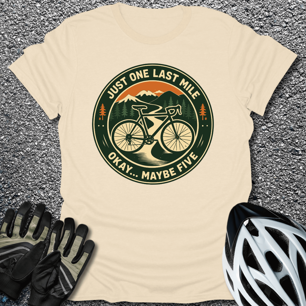 One Last Mile T-Shirt in Natural / S from CycleTees
