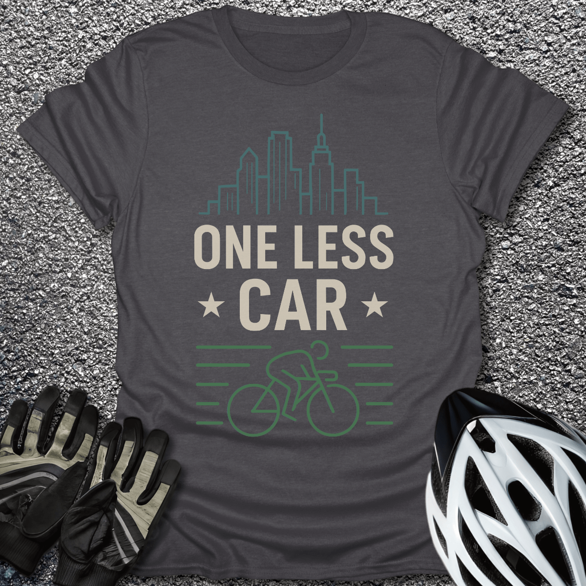 One Less Car T-Shirt in Dark Heather / S from CycleTees