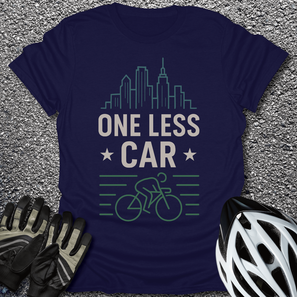 One Less Car T-Shirt in Navy / S from CycleTees
