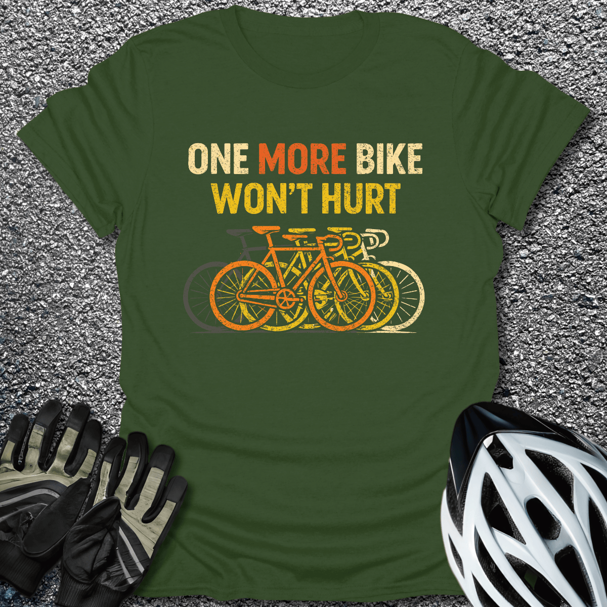 One More Bike T-Shirt in Military Green / S from CycleTees