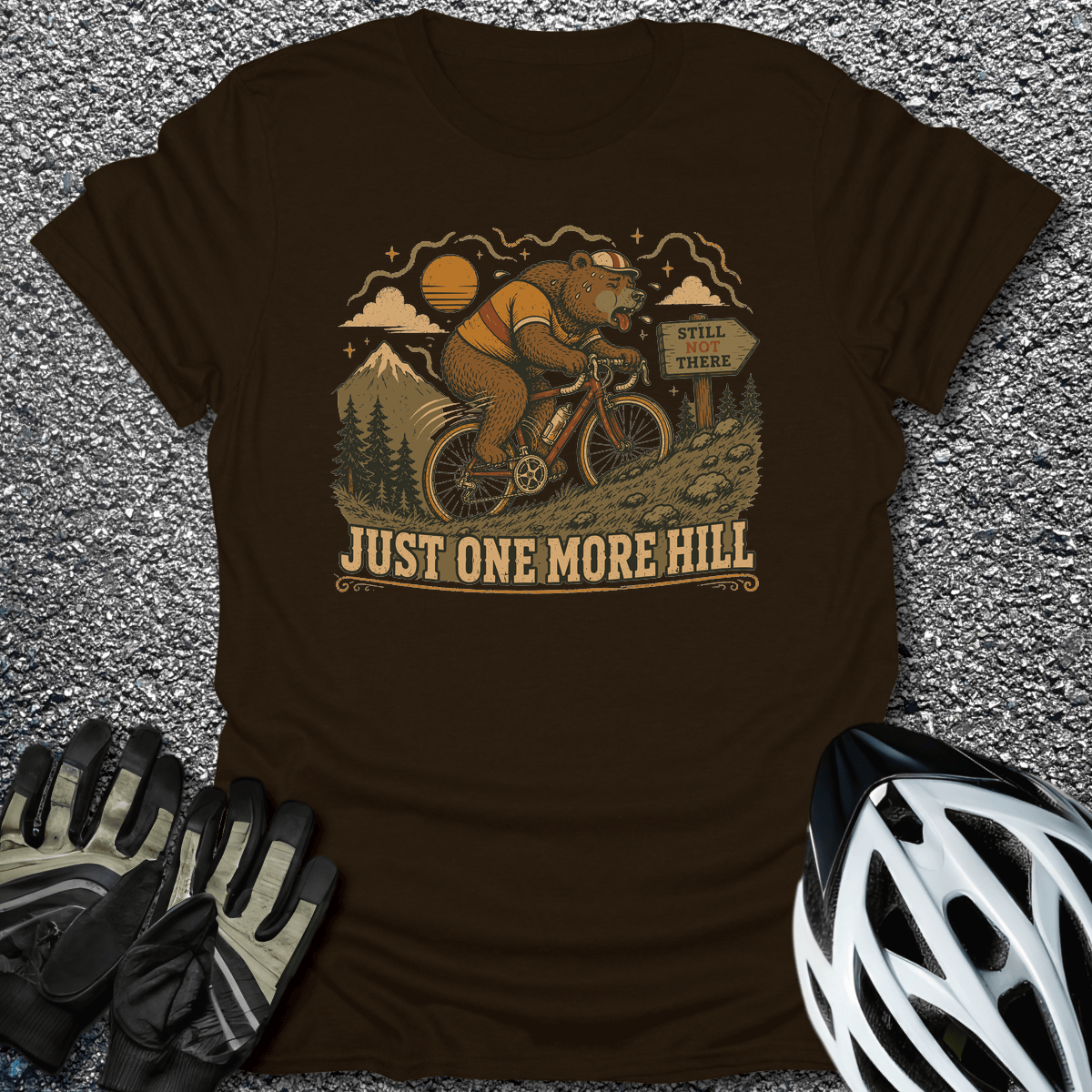 One More Hill T-Shirt in Dark Chocolate / S from CycleTees