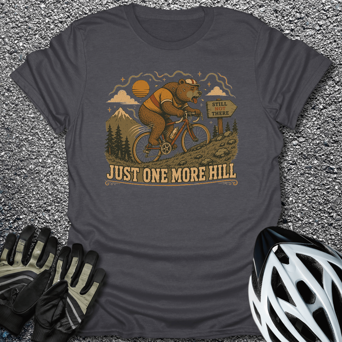 One More Hill T-Shirt in Dark Heather / S from CycleTees