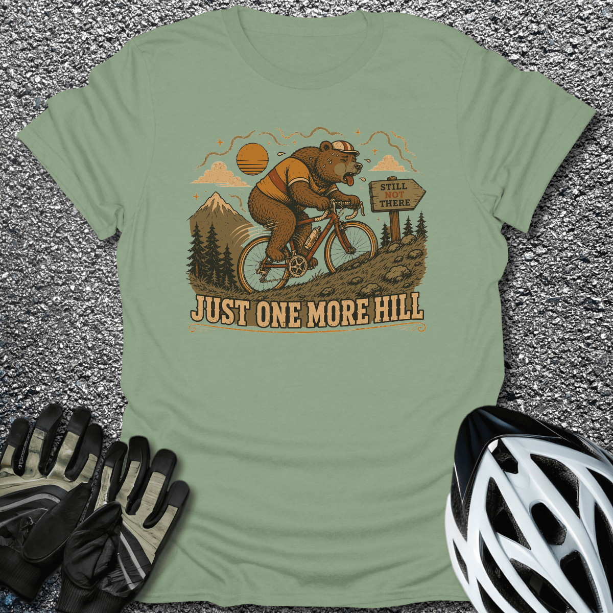 One More Hill T-Shirt in Sage / S from CycleTees