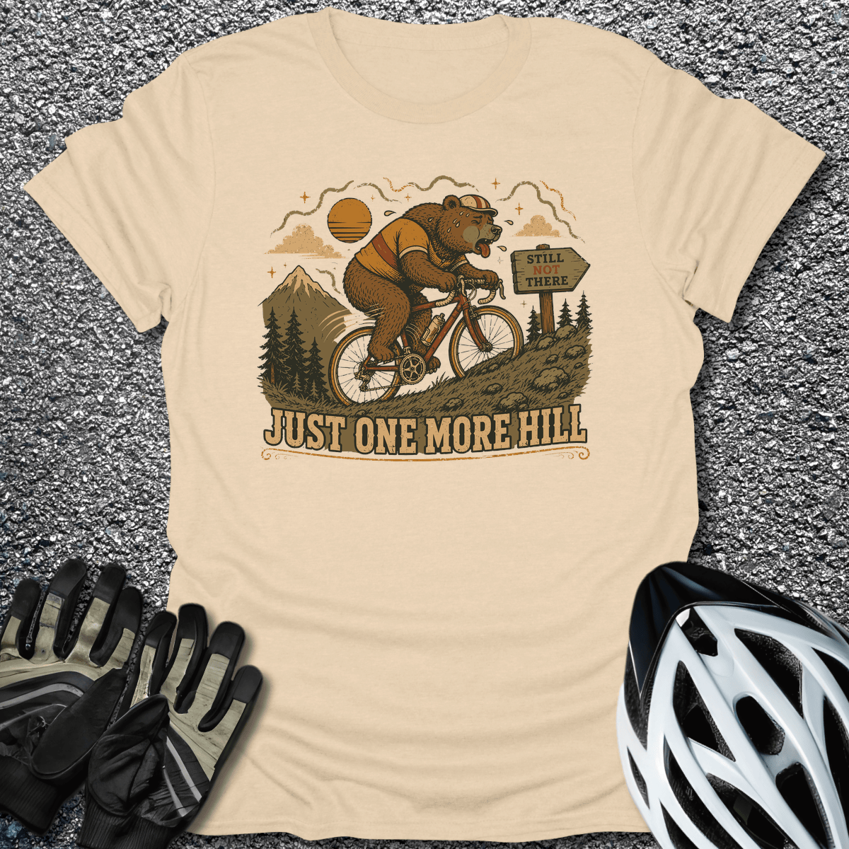 One More Hill T-Shirt in Sand / S from CycleTees