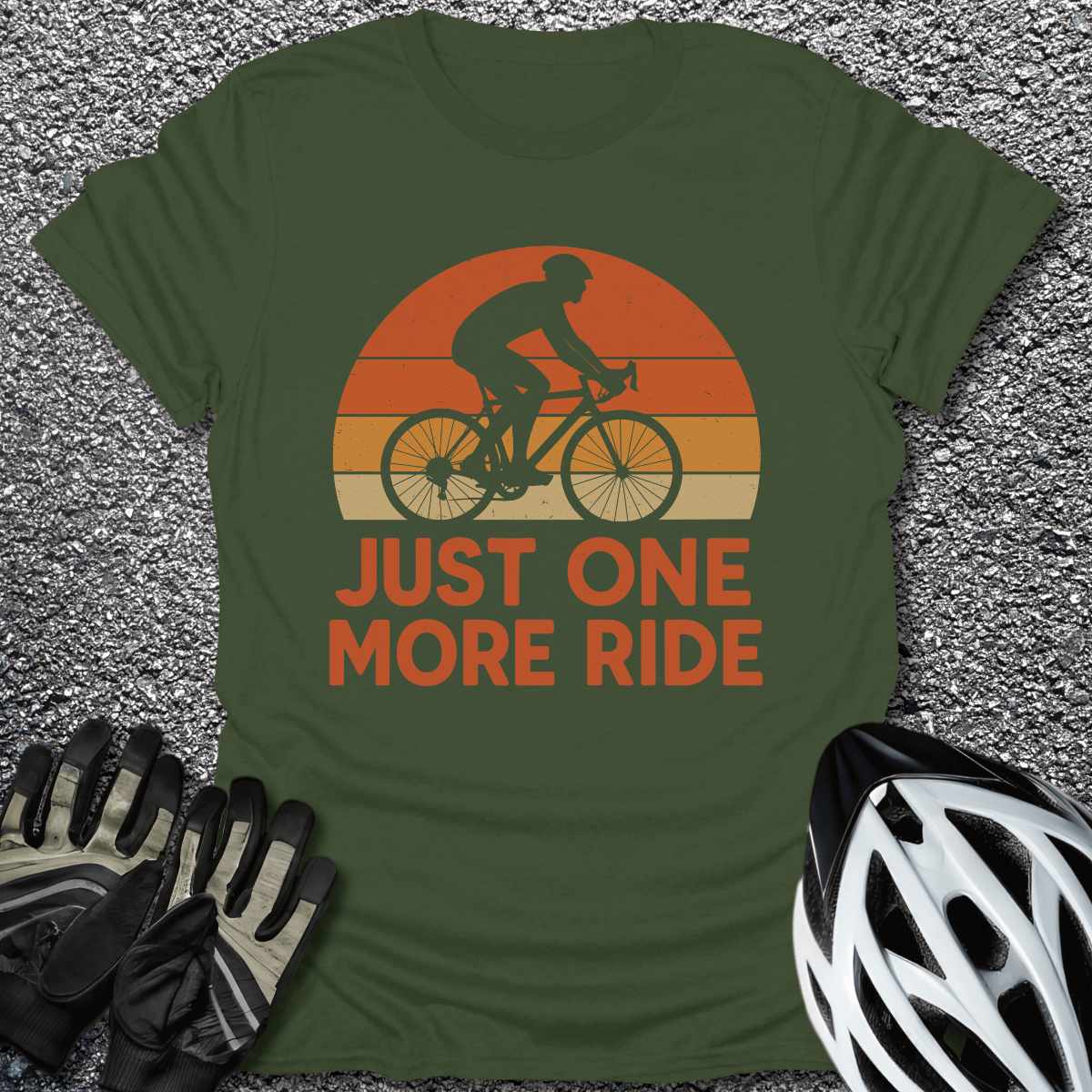 One More Ride T-Shirt in Military Green / S from CycleTees