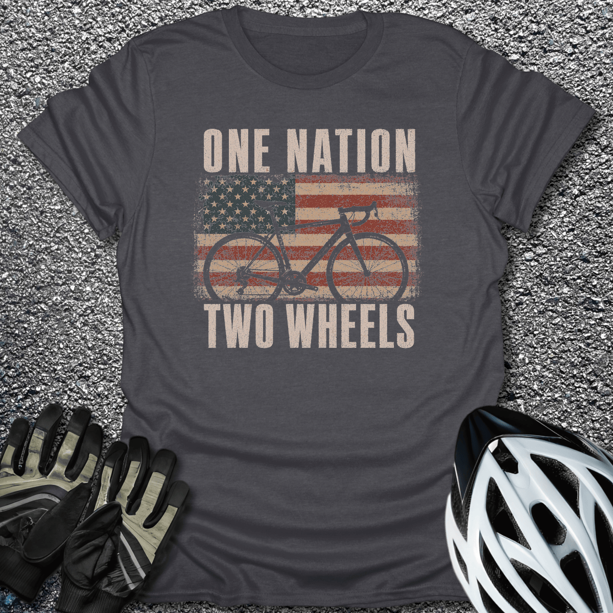 One Nation T-Shirt in Dark Heather / S from CycleTees