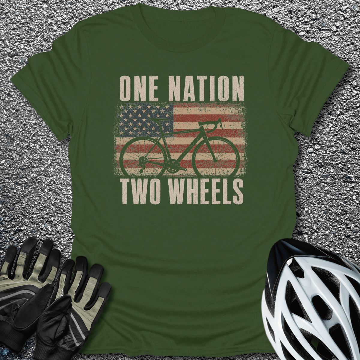 One Nation T-Shirt in Military Green / S from CycleTees