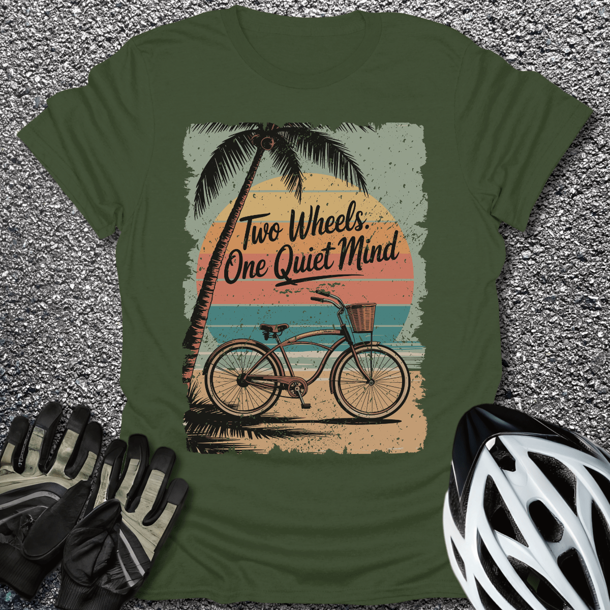 One Quiet Mind T-Shirt in Military Green / S from CycleTees
