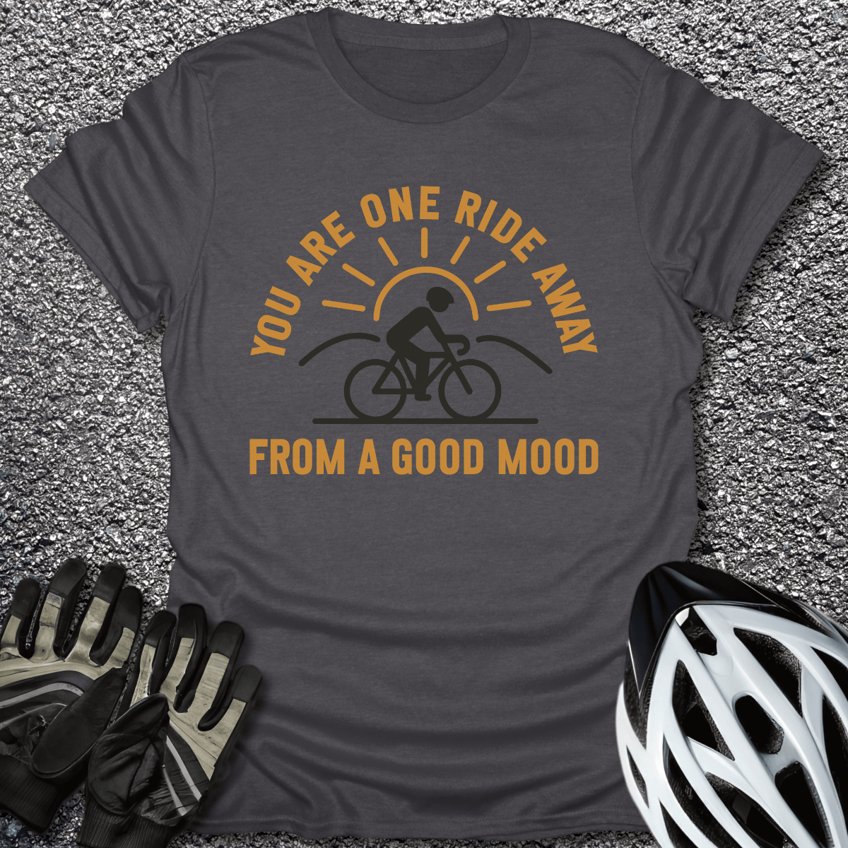 One Ride Away T-Shirt in Dark Heather / S from CycleTees