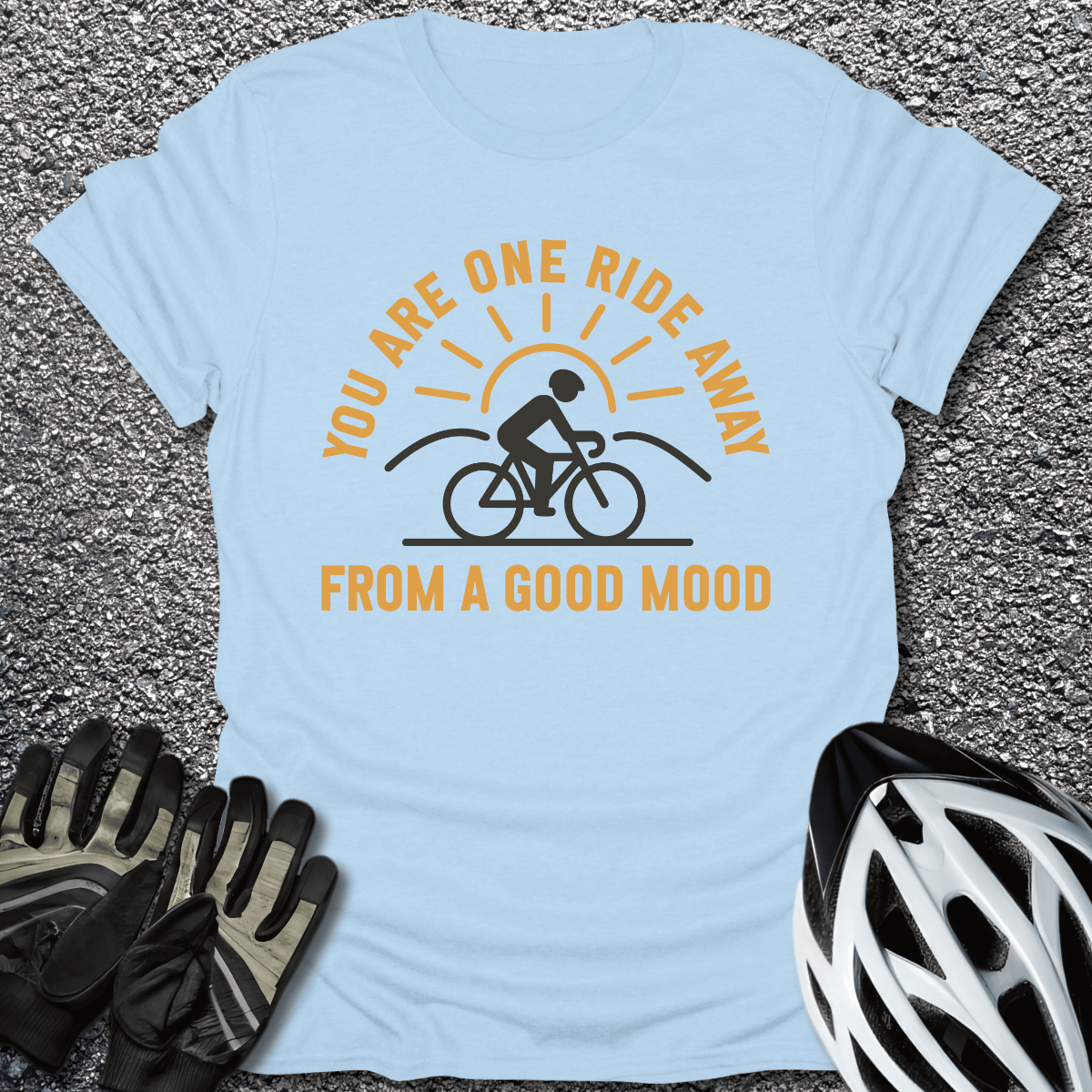 One Ride Away T-Shirt in Light Blue / S from CycleTees