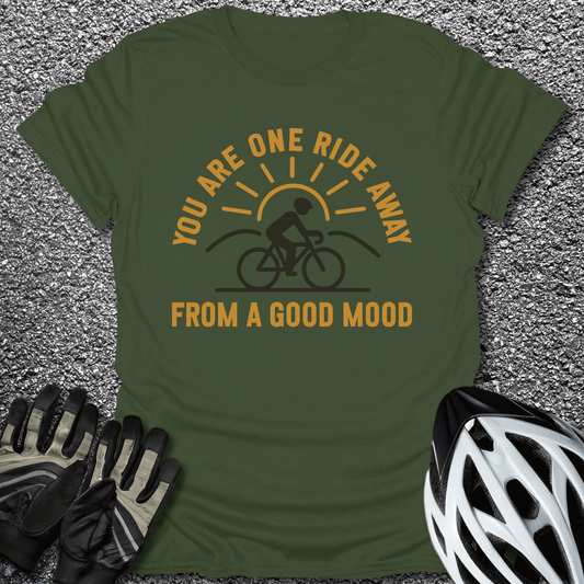 One Ride Away T-Shirt in Military Green / S from CycleTees