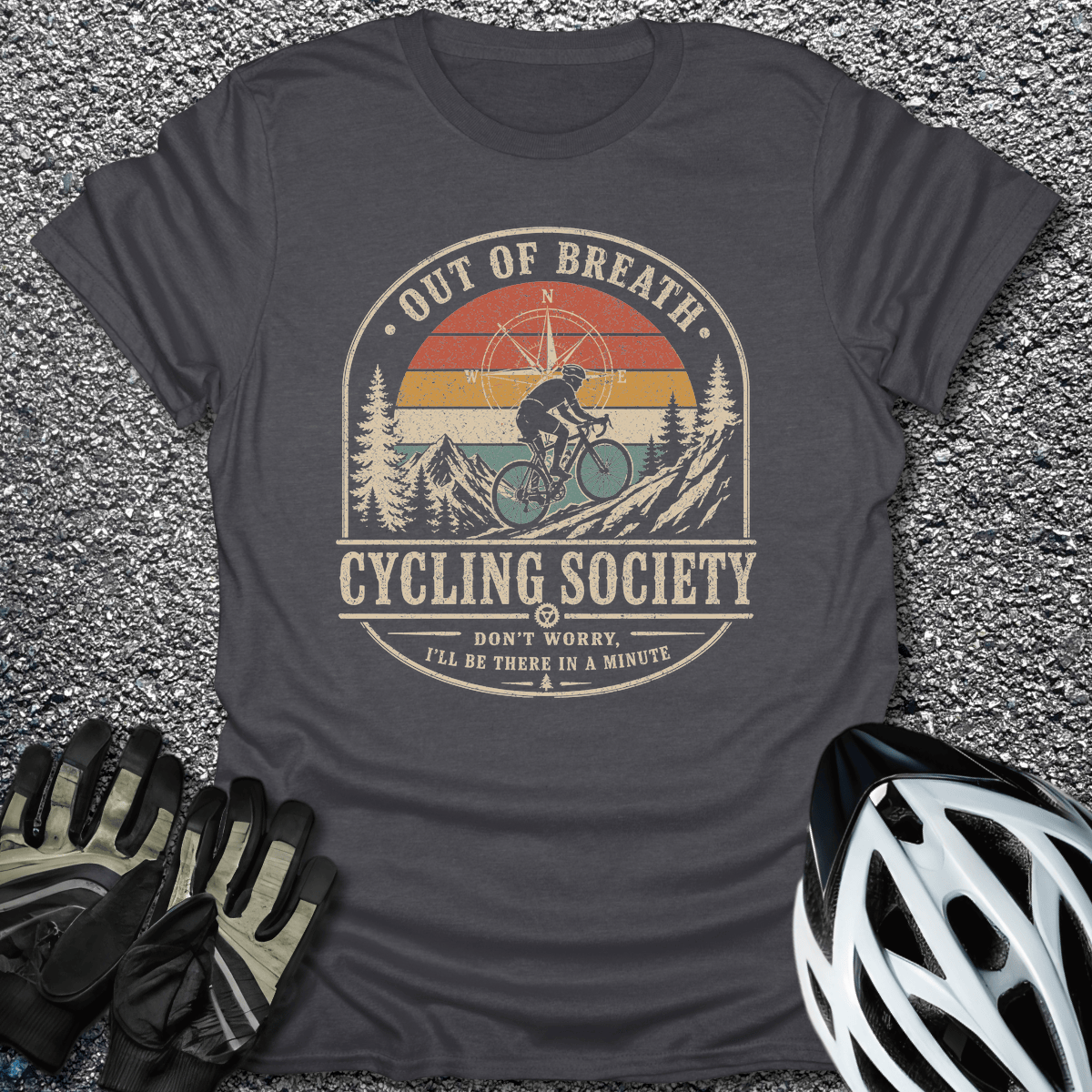 Out of Breath T-Shirt in Dark Heather / S from CycleTees