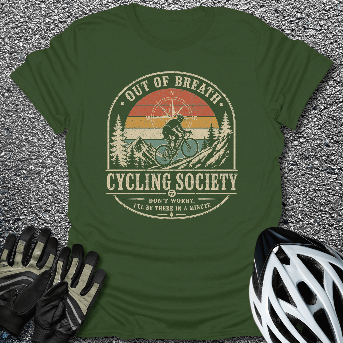 Out of Breath T-Shirt in Military Green / S from CycleTees