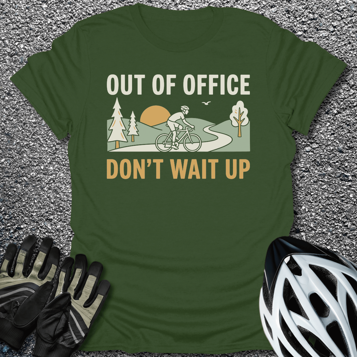 Out of Office T-Shirt in Military Green / S from CycleTees