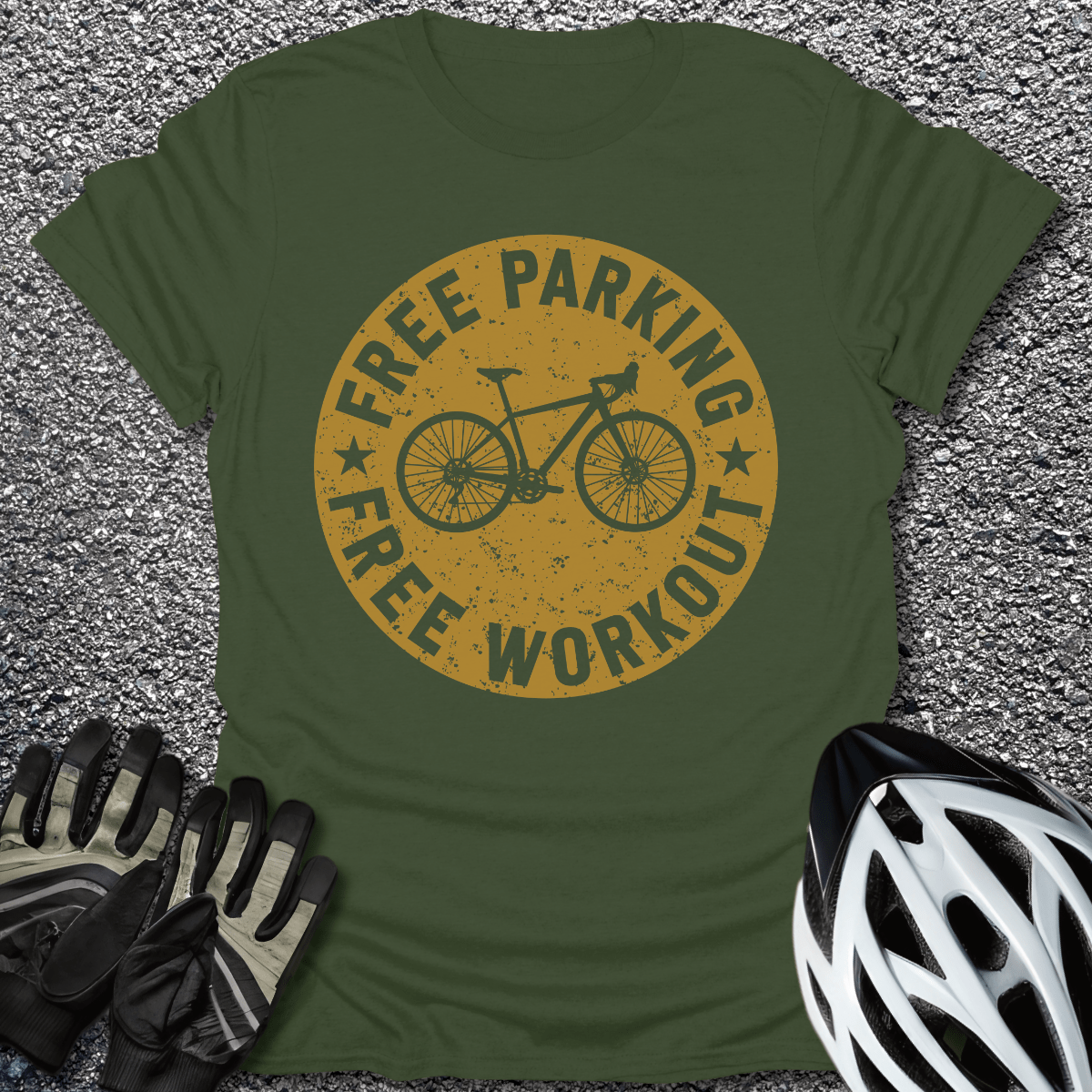 Parking & Workout T-Shirt in Military Green / S from CycleTees