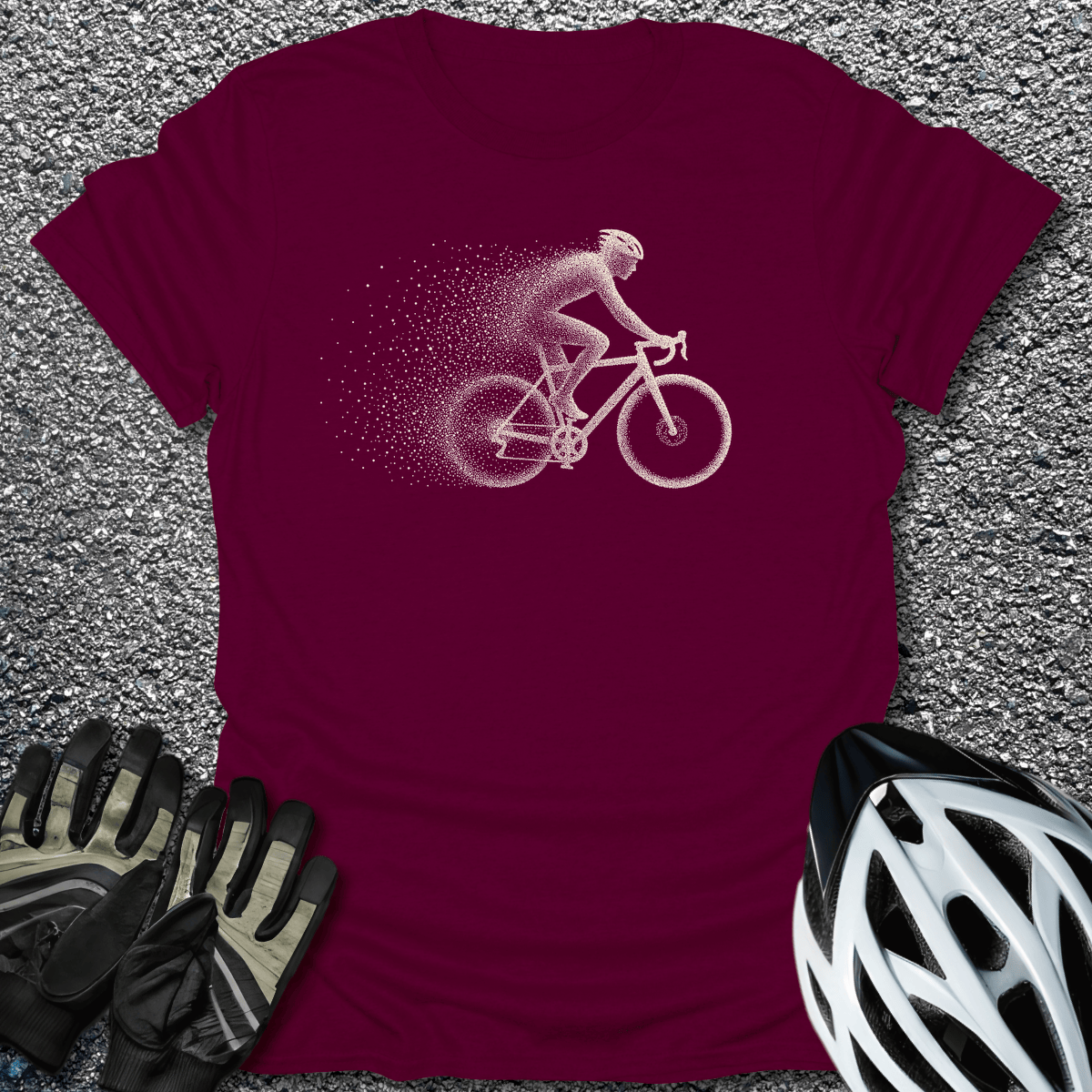 Particle Rider T-Shirt in Maroon / S from CycleTees