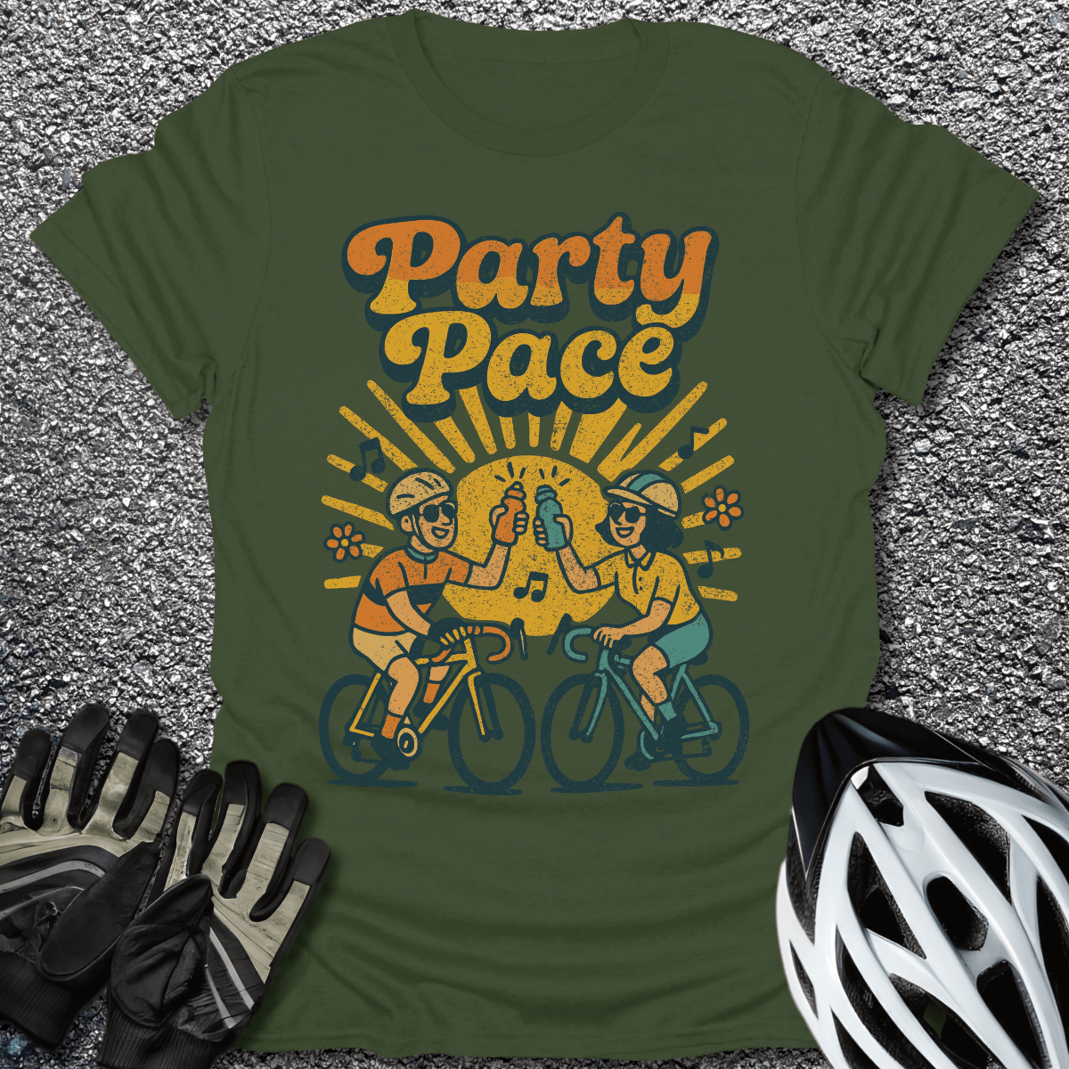 Party Pace T-Shirt in Military Green / S from CycleTees