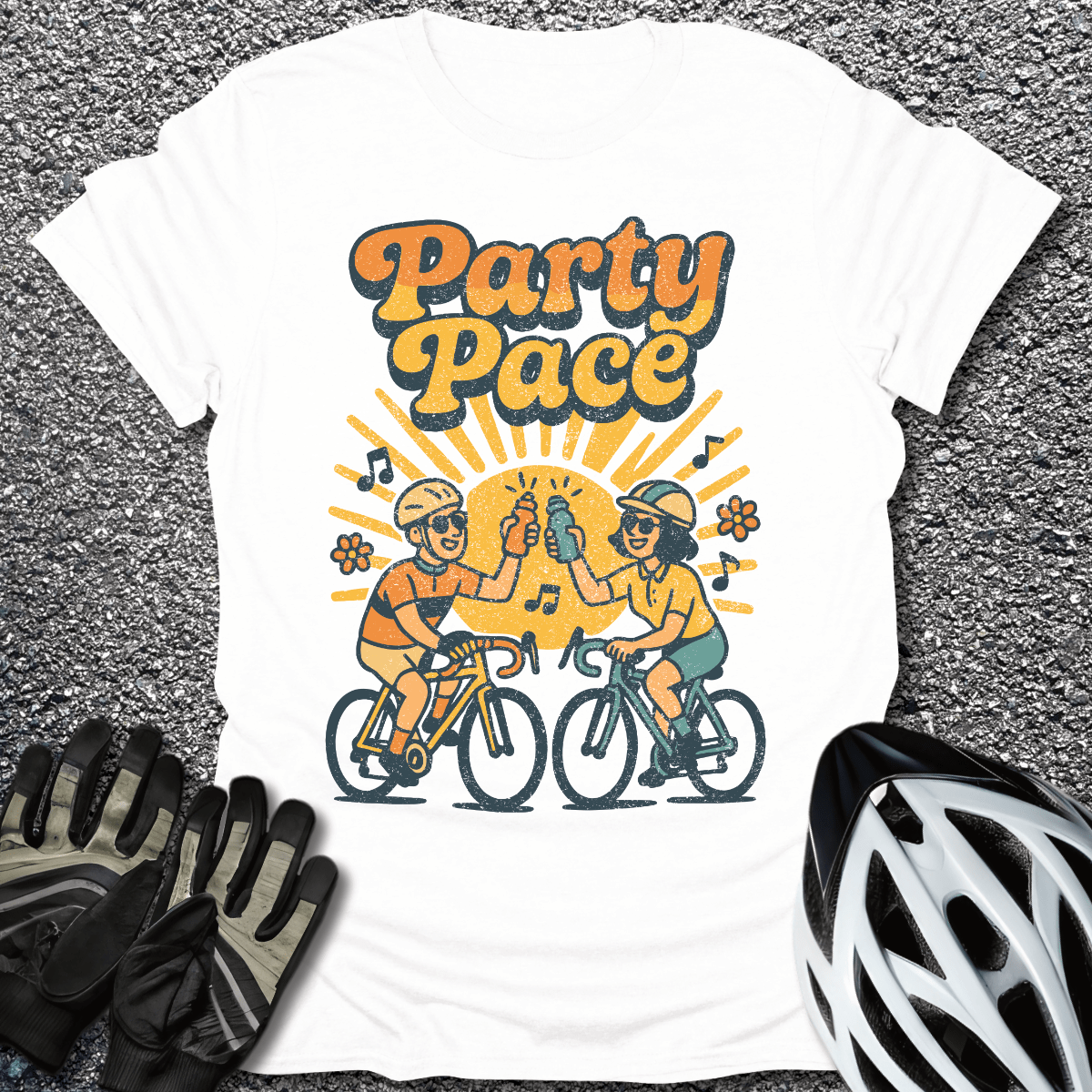 Party Pace T-Shirt in White / S from CycleTees
